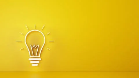 Big bulb light on a yellow background. 3D Rendering 스톡 일러스트