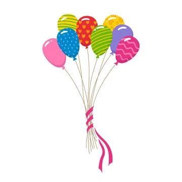 Big bunch of balloons with ribbon vector illustration for holiday greeting cheer Stock Illustration