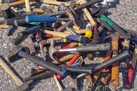 Big bunch of hammers Stock Photos