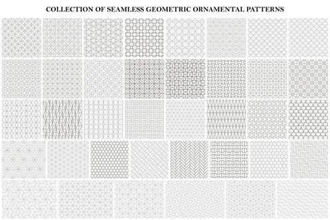 Big bundle of geometric seamless patterns - ornamental symmetric design Stock Illustration