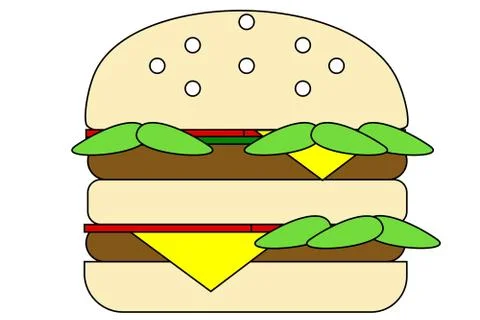 Big burger cartoon Stock Illustration