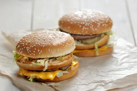 Big burger close-up Stock Photos