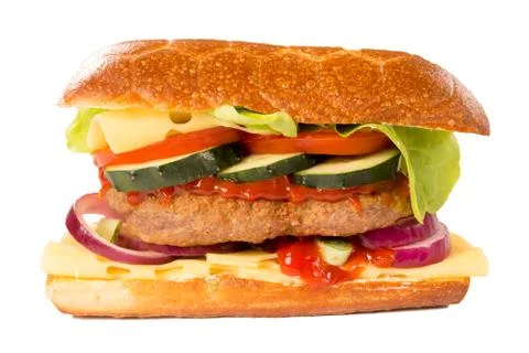 Big burger isolated Stock Photos