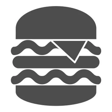 Big burger solid icon, Street food concept, King Burger sign on white background 스톡 일러스트