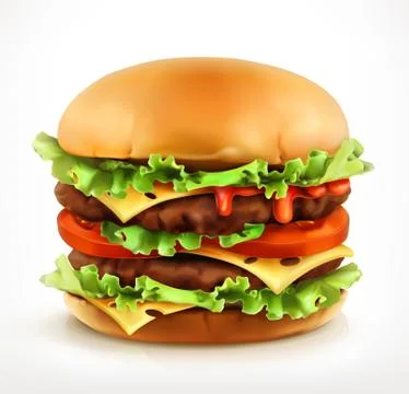 Big burger, vector icon Stock Illustration