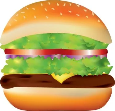 Big burger on white background Stock Illustration