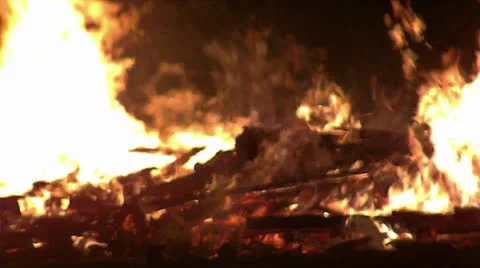 Big Burning Bonfire Stock Footage 22954327