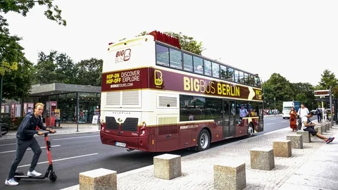 Big Bus Berlin sightseeing Stock Footage 114018427