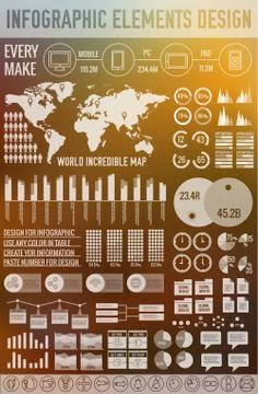 Big business flat infographic elements set for design on blurred Stock Illustration
