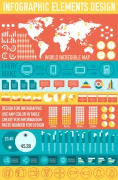 Big business flat infographic elements set for design on blurred Illustrazione stock