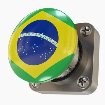 Big Button with the Brazilian Flag Stock Illustration