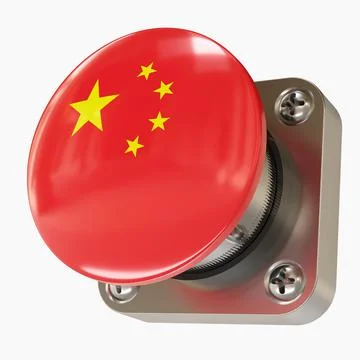 Big Button with the Chinese Flag Stock Illustration