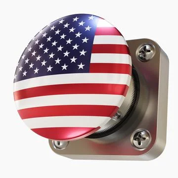 Big Button with the US Flag Stock Illustration