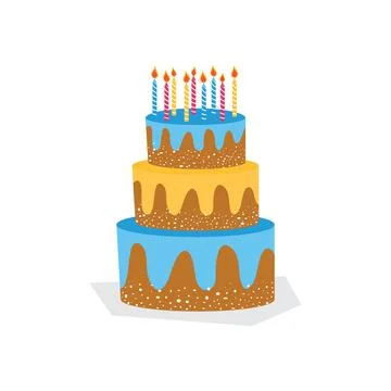 Big cake flat icon isolated white background - Happy Birthday Stock Illustration