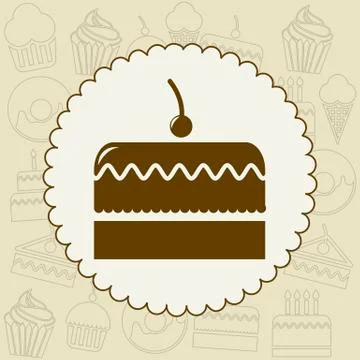 Big cake icon over label background. vector illustration Illustrazione stock