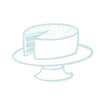 Big Cake On A Stand With A Slice Cut Out Doodle Icon Stock Illustration