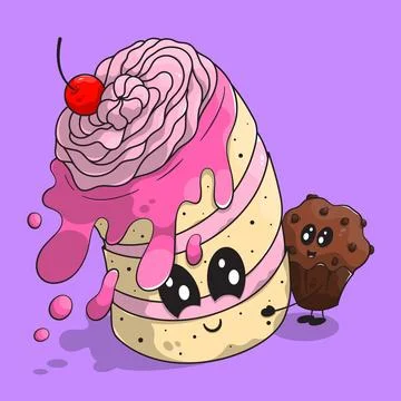 Big cakes hug. Stock Illustration