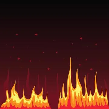 Big campfire flame with sparks on dark red starry night background vector Stock Illustration