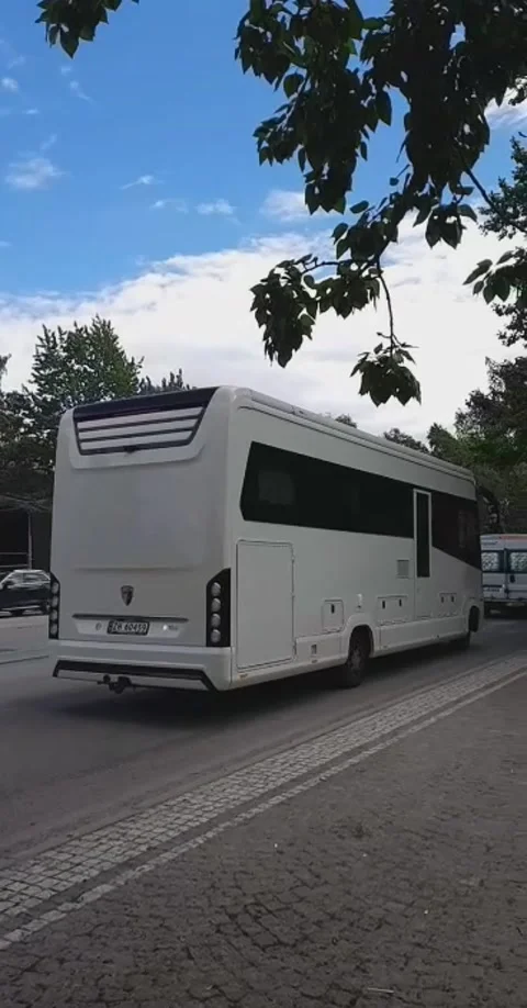 A big camping-car on the road, side view Stock Footage 237761664