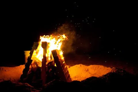 Big Camping fire Stock Photos