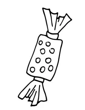 Big candy gift, outline vector illustration. Coloring page. 스톡 일러스트