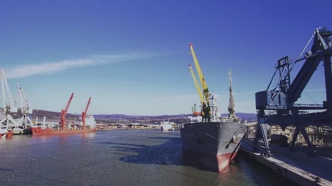 Big cargo container ship in shipping harbor port. Stock Footage 114508988