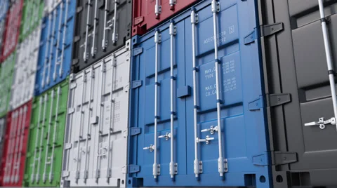 Big cargo container yard. Modern logistics. 4K seamless loopable dolly clip Stock Footage 68392984