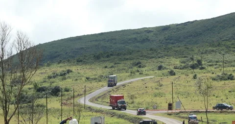 Big Cargo Containers on Hill station Video stock 327046984