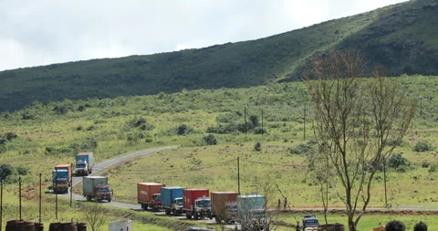 Big Cargo Containers on Hill station Stock Footage 327049787