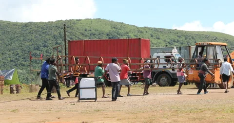 Big Cargo Containers on Hill station Vídeo Stock 327079724