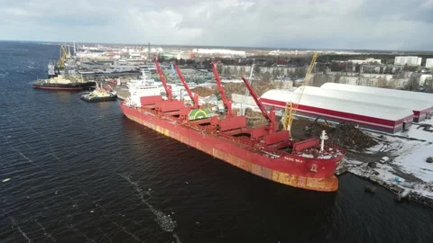 Big cargo ship aerial view Stock Footage 150255859