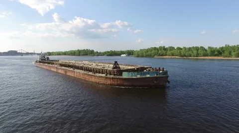 Big Cargo Ship With Sand Stock Footage 64068041