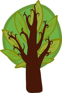 Big cartoon hazel tree. isolated Stock Illustration