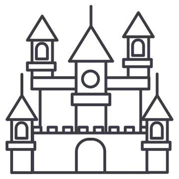 Big castle,germany vector line icon, sign, illustration on background, editable Stock Illustration