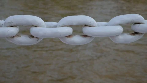 Big chain on moving ship Video stock 100500059