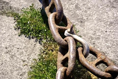 Big chains at the harbor Stock Photos