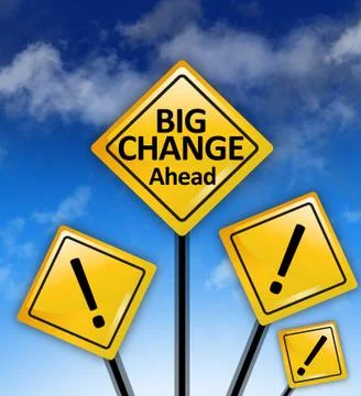 Big changes ahead yellow road signs Fotos Stock