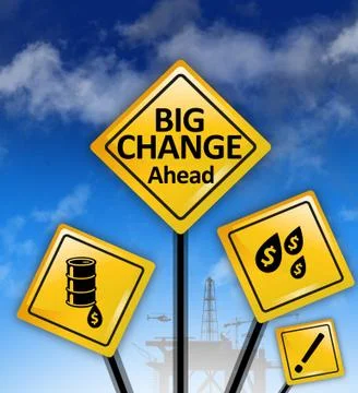 Big changes ahead yellow road signs Stock-Fotos