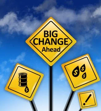 Big changes ahead yellow road signs Fotos Stock