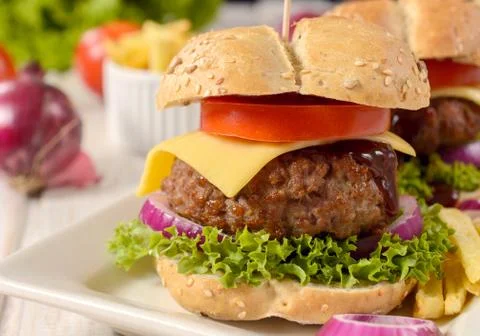 Big cheeseburger Stock Photos