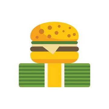 Big cheeseburger standing on stack of money bills Stock Illustration