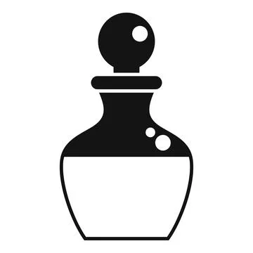 Big chemical flask with round stopper for liquid icon simple style Illustrazione stock