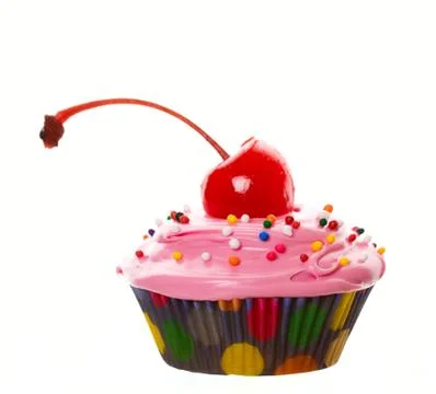 Big cherry cupcake Stock Photos