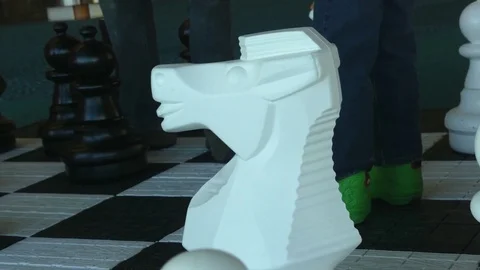 Big chess board white knight Stock Footage 72267189