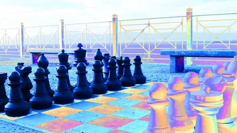 Big chess on the floor Stock Footage 119311720