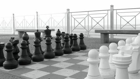 A big chess in order on the floor Stock Footage 116668875
