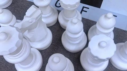 Big chess set on a large chessboard. Game for logical thinking. Video stock 292951357