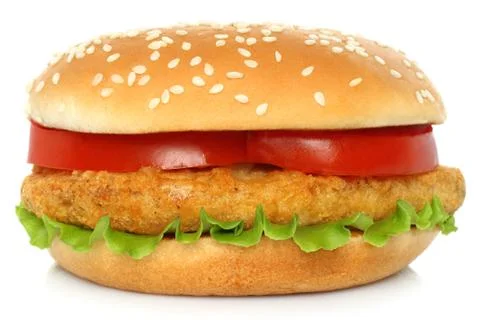 Big chicken hamburger . Stock Photos