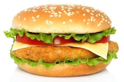 Big chicken hamburger. Stock Photos