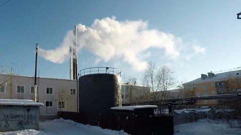 Big chimney with grey smoke Full HD Stock Footage Stock Footage 69784814